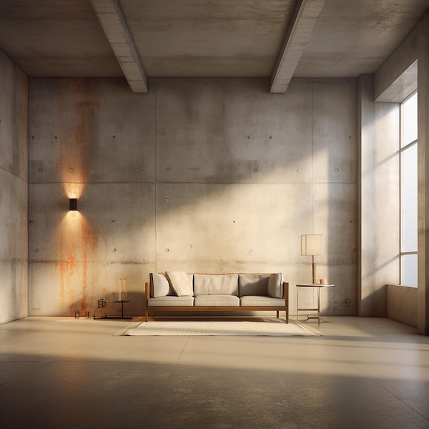 Gritty 3D Grunge Interior with Spotlight