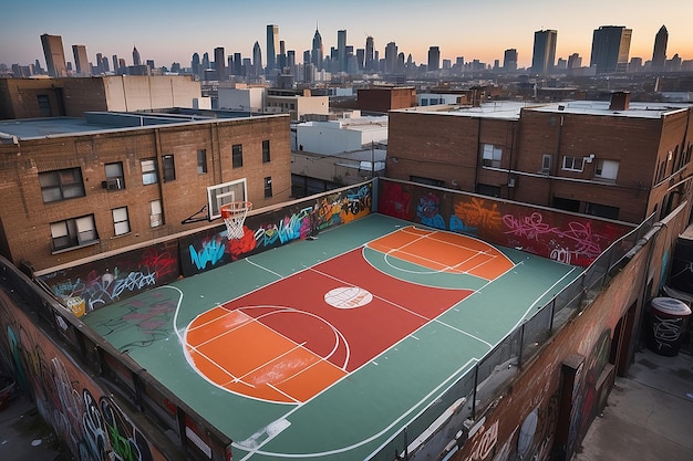 Gritty Urban Basketball Rooftop