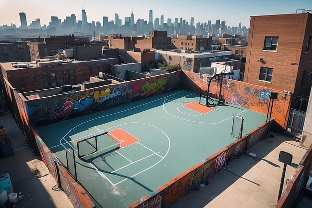 Gritty Urban Basketball Rooftop