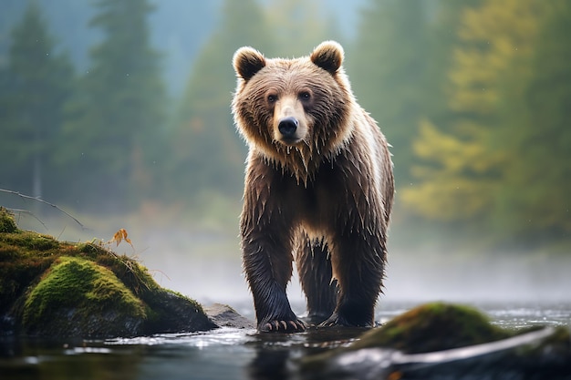 Grizzly bear mother and cubs