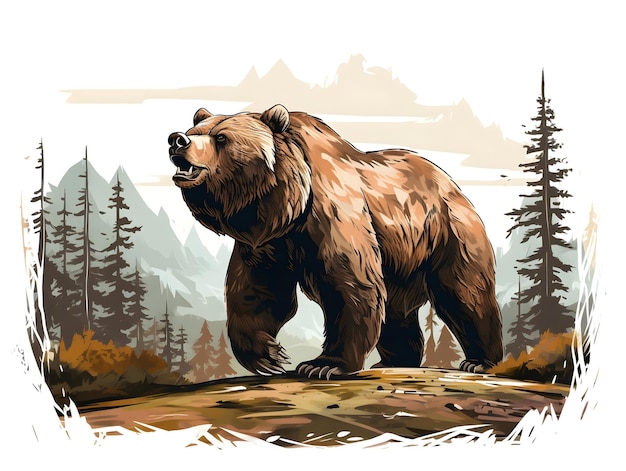 Grizzly bear in a rustic American wilderness setting