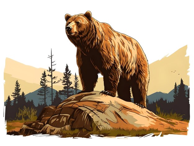 Grizzly bear in a rustic American wilderness setting