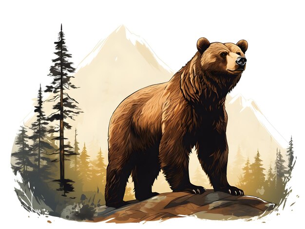 Grizzly bear in a rustic American wilderness setting