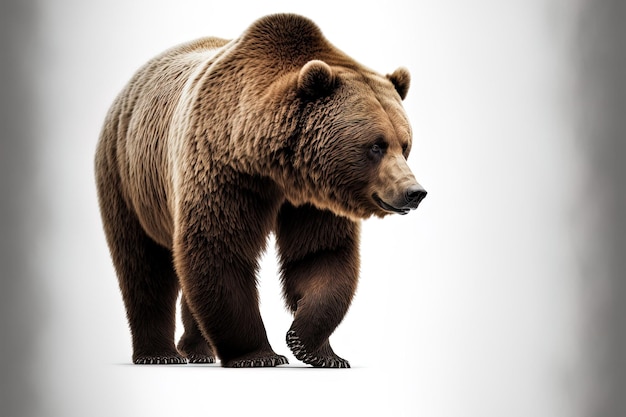 Photo grizzly bear on a white backdrop