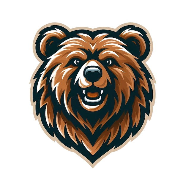 Grizzly bruine beer mascotte logo spel en sticker