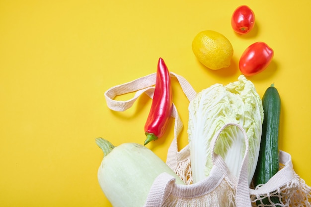 Groceries in eco bags