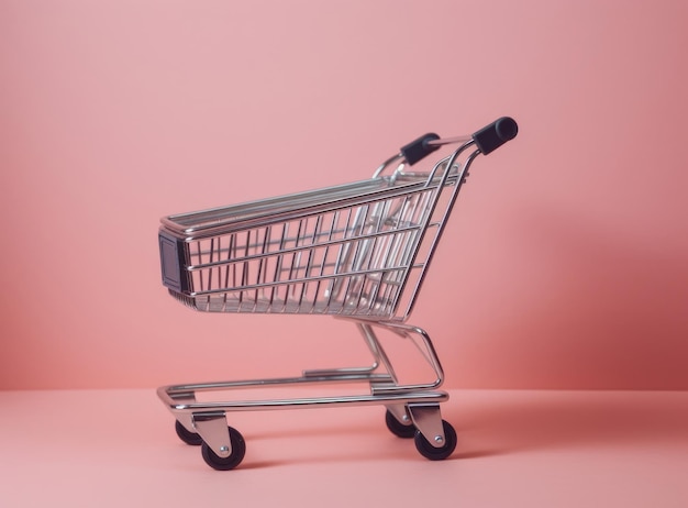 Grocery cart on isolated background the concept of shopping goods