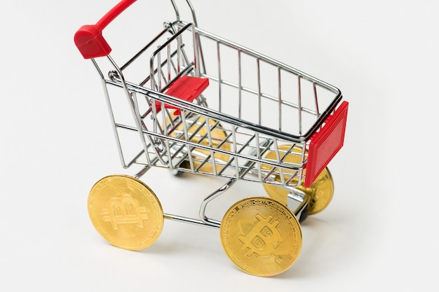 Grocery cart with Bitcoin wheels