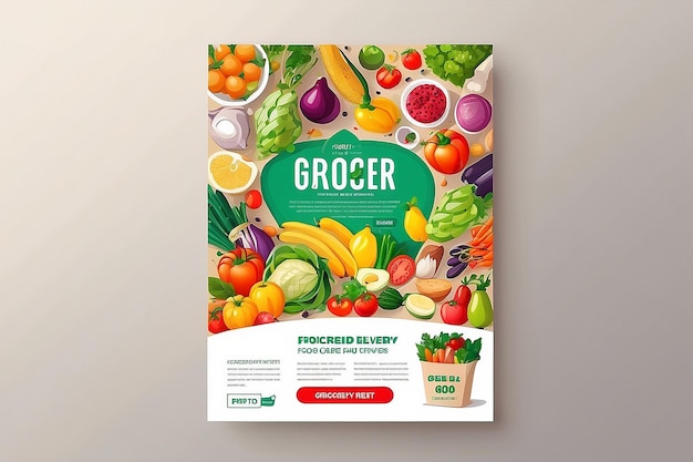 Photo grocery delivery flyer design food flyer template fresh groceries grocery store shopping