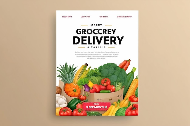 Photo grocery delivery flyer design food flyer template fresh groceries grocery store shopping