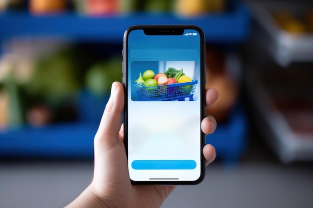 Обновленный макет мобильного приложения для покупок продуктов питания для заказа и доставки еды