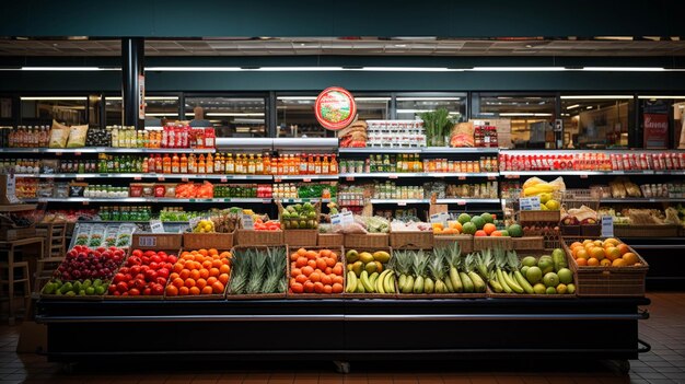 Photo a grocery store filled with lots of food and furniture