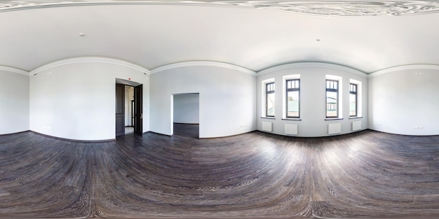 GRODNO BELARUS AUGUST 15 2017 Full spherical 360 by 180 degrees seamless panorama in equirectangular equidistant projection panorama in interior of empty loft room VR content