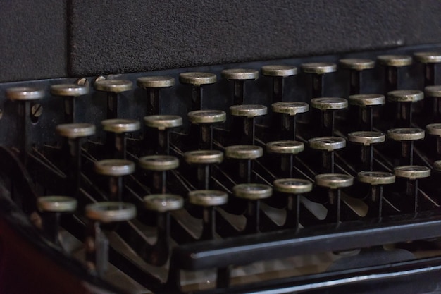 Grodno Belarus January 16 2019 Old typewriter continental German quality Located on the shelf next to the books Keys close up Antiques historical value