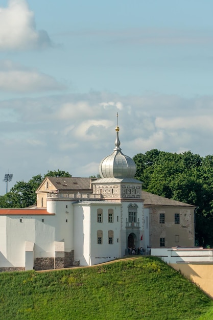 GRODNO BELARUS JULY 1 2022 The old castle after repair and restoration in Grodno A beautiful historical building in a European city