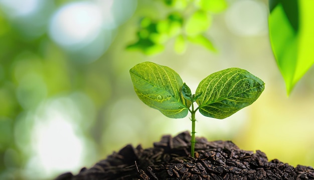 Groei boom jonge plant Natuurlijke groene achtergrond