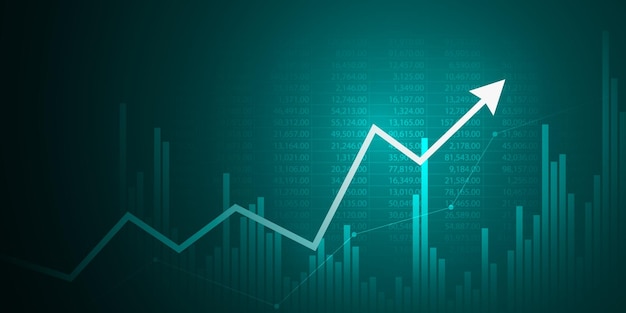 Groei grafiek financiën zakelijke grafiek op markt financiële voorraad geld achtergrond van succes digitale investering data concept of economie analyse winst diagram en wereldwijde handel valuta rapport uitwisseling