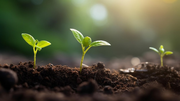 Groei prachtige bomen concept koffieboon zaailingen natuur