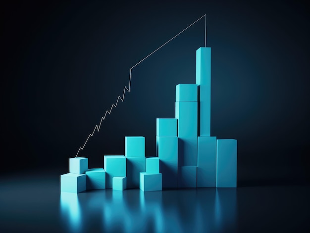 Groei staafdiagram en pijl marketing online winkelen generatieve ai