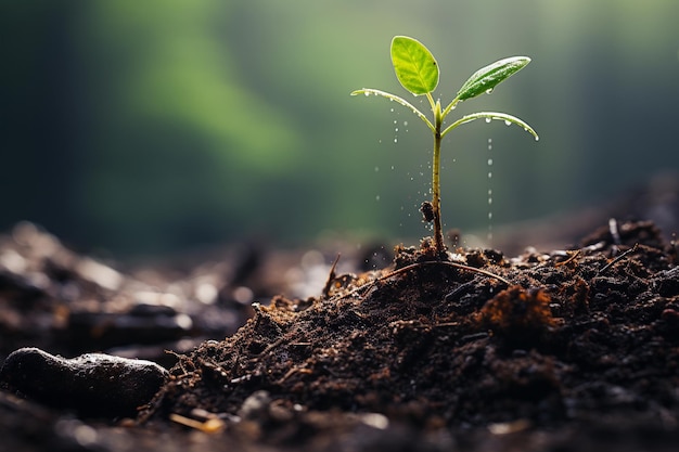 Groei van planten in de landbouw tegenover de natuur illustratie concept van nieuw boomleven