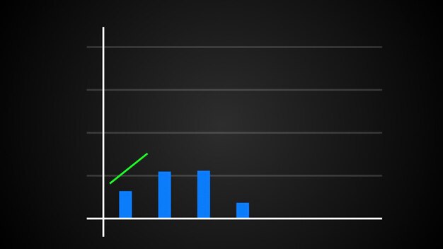 Groeiend staafdiagram met stijgende pijl financiële prognosegrafiek 3d render computer gegenereerd