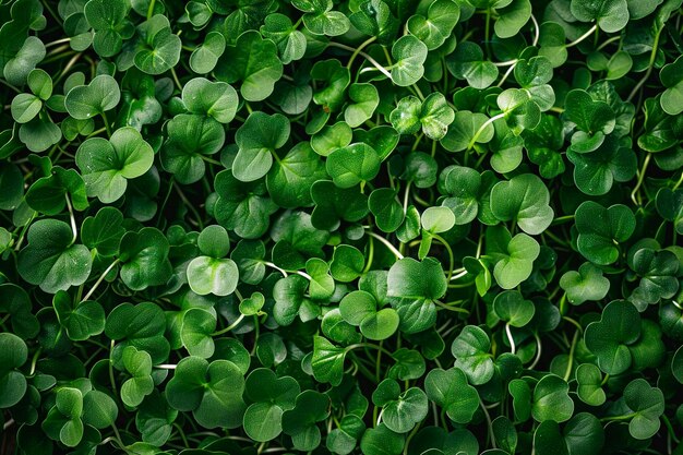 Foto groeiende microgroen veel verse arugula spruiten als achtergrond