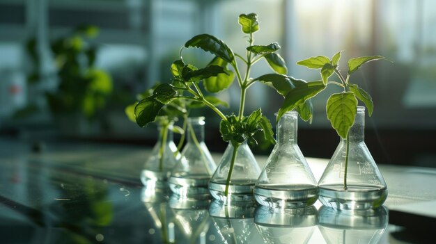 groeiende plant in labgerei op glas