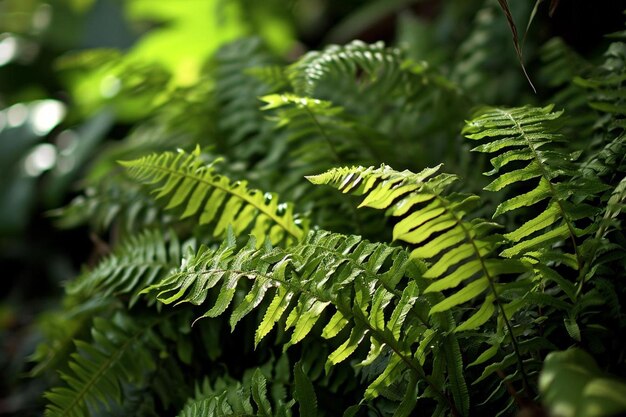 Groeiende varens natuur esthetische achtergrond pteridophyta natuurlijke varens