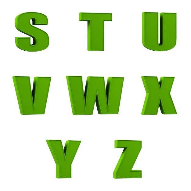 Groen alfabet Set letters geïsoleerd op wit