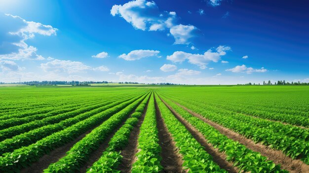 Groen biologisch landbouwveld