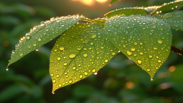 Groen blad met waterdruppels