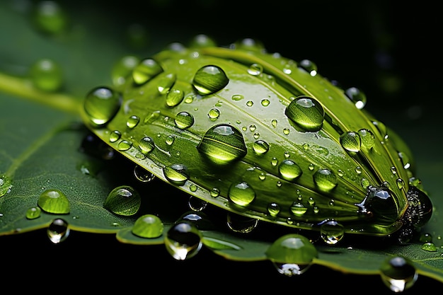 Groen blad met waterdruppeltjes