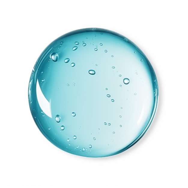 Groen blauwe cirkel druppel water glycerine of cosmetische gel product monster geïsoleerd op witte achtergrond generatieve ai