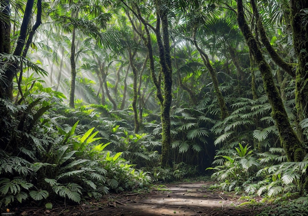 groen bos in de ochtend