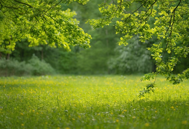 Groen gazon in stadspark onder zonnig licht Warme zomerdag