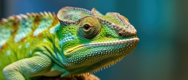 Foto groen gekleurde kameleon generatieve ai