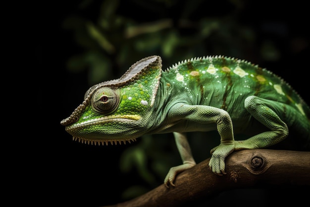 Groen gekleurde kameleon van dichtbij