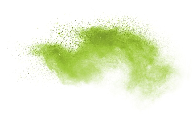 Foto groen gekleurde splatted op witte achtergrond.