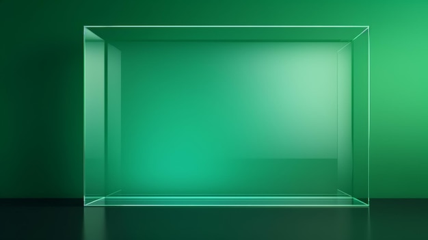 Groen glas creatief abstract geometrisch frame getextureerde fotorealistische montage abstract helder oppervlak geometrische horizontale achtergrond ai gegenereerd fotolijst met kopieerruimte