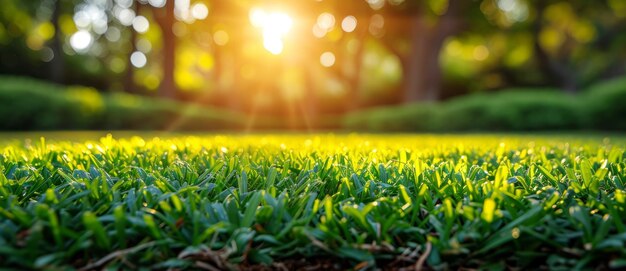 Groen gras en zonlicht op de achtergrond van de banier