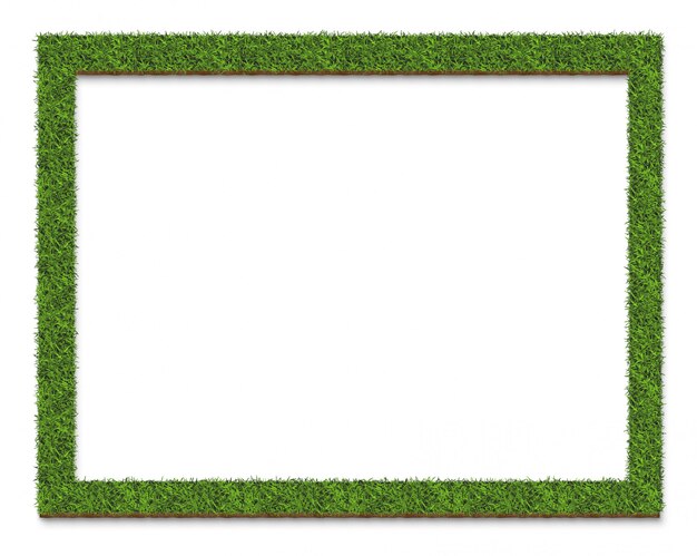 Groen gras frame plaat oppervlak, geïsoleerd op wit