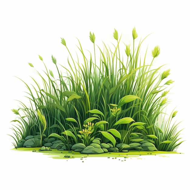 Groen gras geïsoleerd op witte achtergrond Vector illustratie