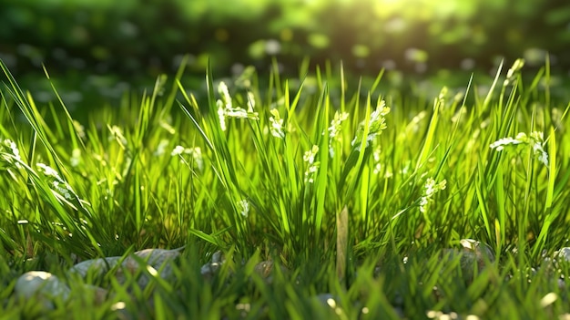 Groen gras in de zon.