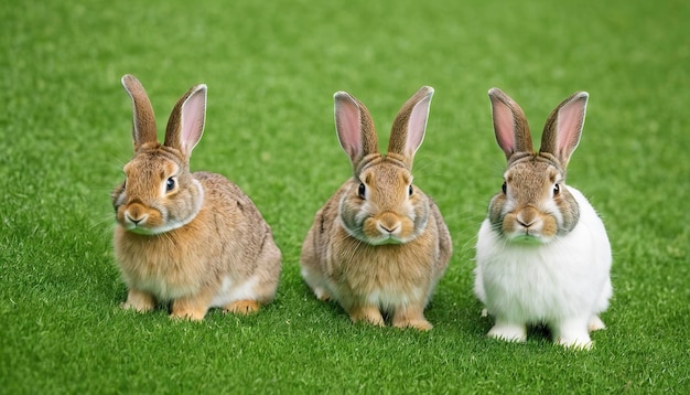 Groen gras met twee konijnen.