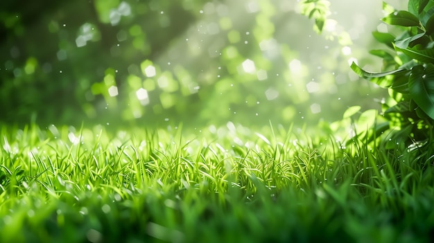 Groen gras met zonlicht Mooie zomer achtergrond kopieerruimte