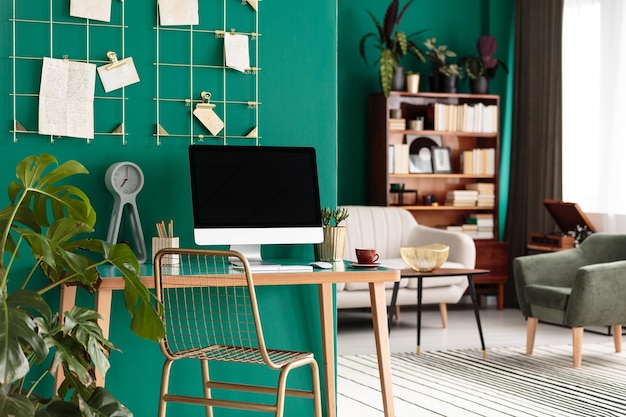 Foto groen kantoor aan huis interieur