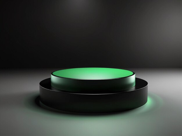 groen licht rond podium en zwarte achtergrond voor mock-up