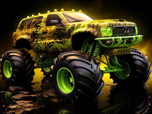 Groen monster truck behang