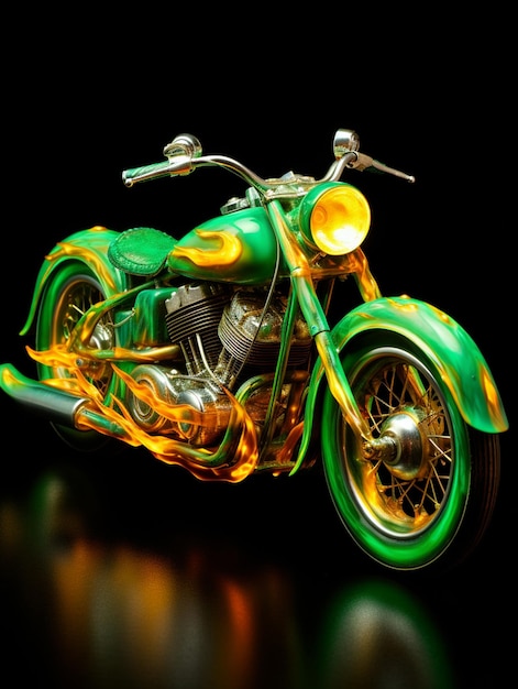 groen motorfietsbehang in brand
