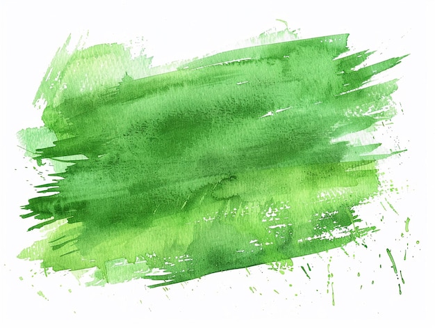 Groen penseel waterverf schilderij geïsoleerd op witte achtergrond
